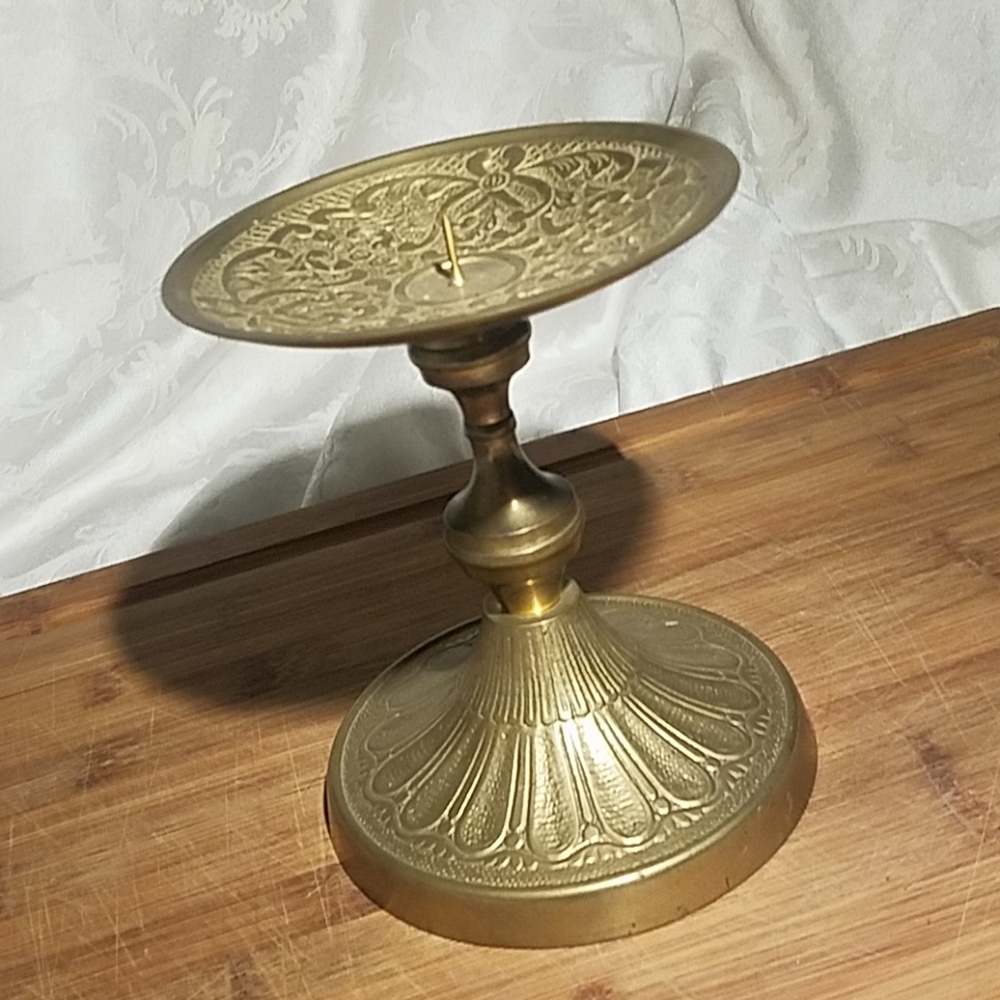 Solid Brass W Details Candle Holder